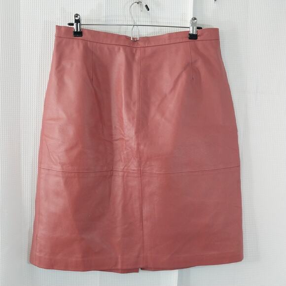 TERRY LEWIS! FINE QUALITY GENUINE LEATHER PENCIL STYLE SKIRT CORAL/MELON! SZ 18P - Picture 2 of 8